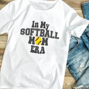 White Softball Graphic T-Shirt